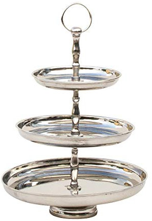 mucHome Etagère (mit drei oder Etagen, für Dekoration/Servieren/Anrichten von Speisen, liebevolle Details, aus Aluminium) (3 Stöckig)