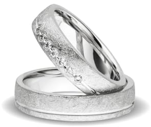 Kolibri Rings Eheringe Verlobungsringe Eismatt Silber 925 5 Zirkonia Steine Set - Gratis Gravur und Etui
