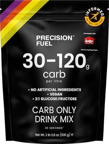 Precision Hydration Carb Only Drink Mix - Energie und Kohlenhydratpulver, bis zu 120g Kohlenhydrate/Liter, vegan - Ideal für Profi-Radsport (Pack of 1, Carb Only Drink Mix)