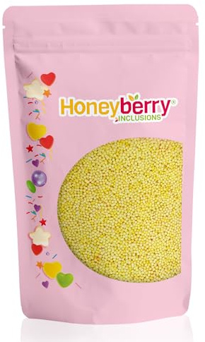 HONEYBERRY Gelbe Nonpareilles 200g - Natürliche Essbare Streusel Tortendeko - Gelbe Streudeko, Mini Zuckerperlen, Zuckerstreusel zum Verzieren von Kuchen, Muffins und Desserts - Hergestellt in der EU