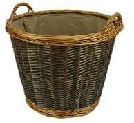 Valo Weidenkorb rund mit Juteeinlage D x H 50 x 41 cm, für Kaminholz, aus natürlichen Materialien, zum Schutz des Bodens, Holzkorb VK000408
