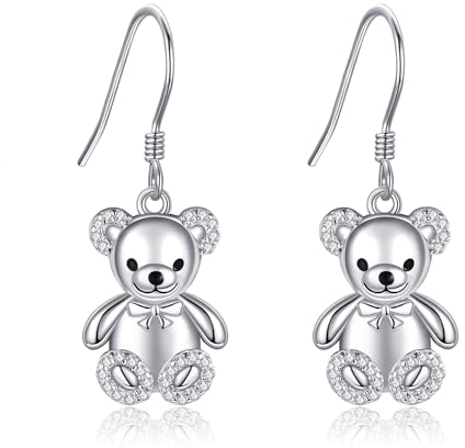 ONEFINITY Teddybär-Ohrringe 925 Sterling Silber Bär Ohrringe Niedlicher Teddybär Schmuck Geschenk Für Damen Mädchen