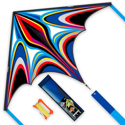 SGftre Delta-Drachen – Leichter Großer Winddrachen für Kinder & Erwachsene, Einfach Steuern am Strand oder Outdoor – Mit Langer Drachenschnur & Tragetasche – Ideal für Familien-Spaß,138*90 cm (Blau)