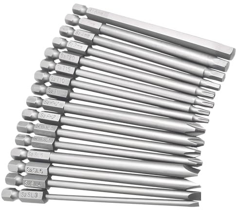 16pcs 1/4 Hex Shank Magnetic Screwdriver Bits Set - 4 Inch Long Allen Wrench, Screwdriver Bit Sets - Cross & Flat Head Slotted Tip