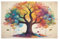 Placemats 6-piece set 12x18 In for Party Kitchen Dining Decoration Washable Easy to Clean Colorful Life Trees Prints