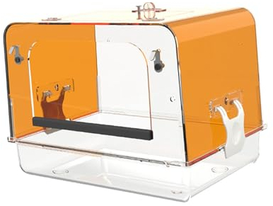 Fenteer Papageien-Badewanne, Vogelbadewanne, Nymphensittich-Käfig-Zubehör, kleine Vögel, Wellensittich, Kleiner Vogelkäfig, Papageien-Wasserduschschale, Orange