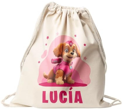 DEREGALOOS Mochila saco infantil personalizada. Mochila de cuerdas personalizada infantil para la Vuelta al cole o guardería. Mochila saco personalizada. Mochila canina