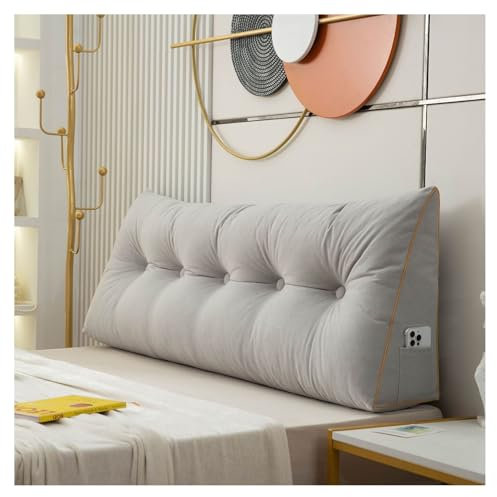 CJJZFO Rückenkissen Lesekissen für Bett und Sofa, Keilkissen, Rückenpolster für Die Wand, Sitzkissen, Wandkissen, mit Waschbarem Bezug, Ideal zum Anlehnen im Bett(Gray,100 * 50 * 20cm)