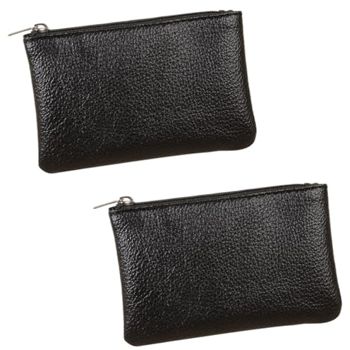 LOMSUXA 2 Stück Schlüsseltasche Schwarz Damen und Herren Auto-Schlüsseletui Leder Schlüsselmäppchen Klein Soft Leder Kunstleder PU