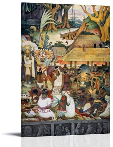 WANGLIDD Diego Rivera Wandbild The Zapotec Civilization, Kunstposter, ästhetischer Druck, Kunst, Wandgemälde, Leinwand, moderner Schlafzimmer-Dekorrahmen, 40 x 60 cm