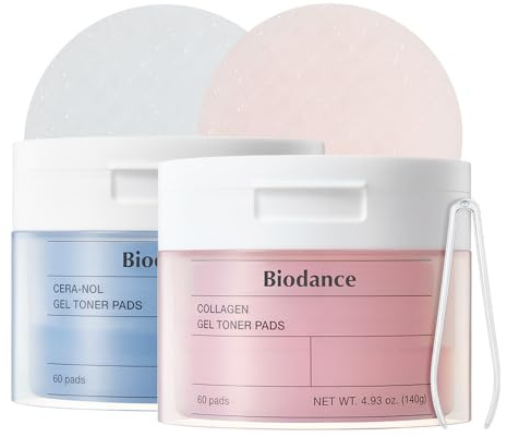 BIODANCE Gel Toner Pads Duo: Collagen & Ceramide Panthenol Toner Pads Set, Korean Skincare Set for Plumping, Pore Perfecting, Hydrating, Moisturizing, Korean Skin Care, Valentines Day Gifts for Her