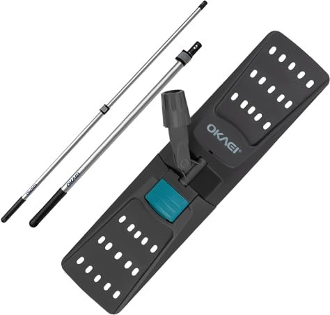 OKAEI Mop Set: Klapphalter mit Aluminium-Teleskopstiel – Verstellbar von 80 bis 145 cm – Robuster Mopphalter für Profi- und Haushaltsreinigung