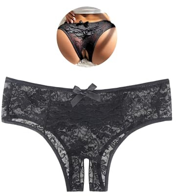 sunshinelady Ouvert Slip Frau Spitze String Tanga mit Loch Sexy Höschen | Hipster Unterhose Damen Große Größen Unterwäsche Panties Low Waist Dessous Reizwäsche Underwear Women