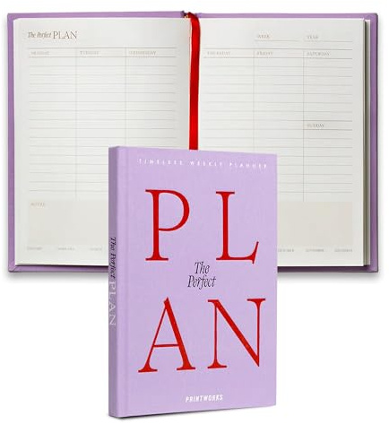 Printworks Wochenplaner, Violett, 15,2 x 22,9 cm, 104 Seiten, undatiert, minimalistischer Agenda & To-Do-Organizer mit Stoffeinband