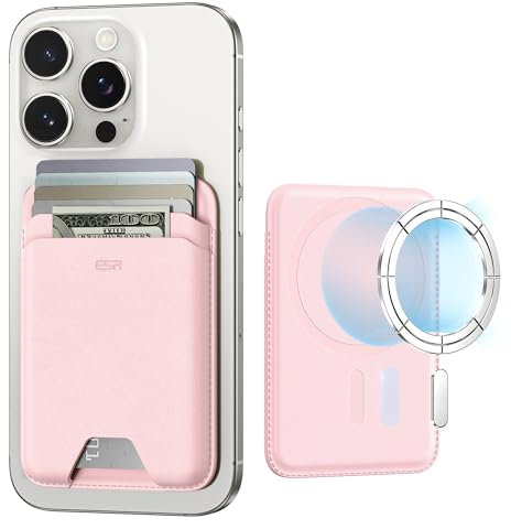 ESR for MagSafe Wallet, 5-Card Holder, Magnetic Wallet for iPhone, RFID Blocking, with 3,200 g Magnetic Strength, Vegan Leather, Ultra-Slim for iPhone 16/15/14/13/12 Series, Not 13/12 Mini, Light Pink