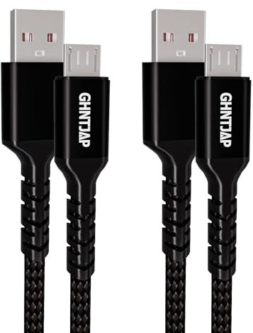 GHNTJAP Micro USB Cable 2 Pack 2M, USB to Micro USB Android Charger Cable, Braided Android Charging Cord Compatible with Galaxy S7 S6 S5, Kindle, Xbox, PS4 Controller