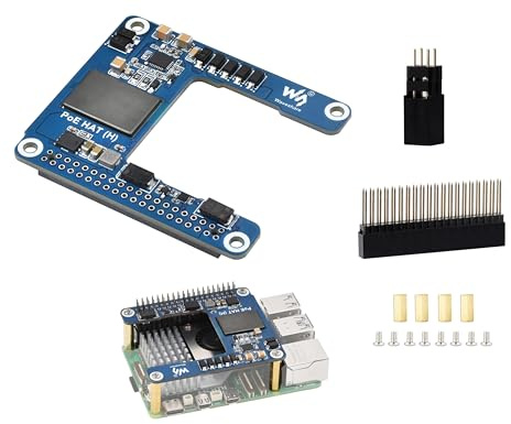 Pi 5 PoE HAT Compatible with Raspberry Pi 5 / Compute Module 5, Isolated Switched-Mode Power Supply, PowerOverEthernet HAT Offer Network Connection and Power Supply to Pi 5/cm 5 In One Cable, 5V 5A