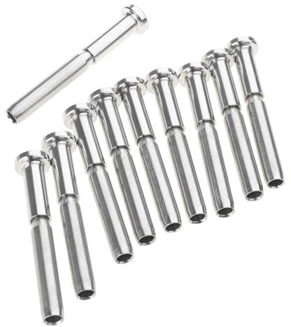 uikios Lot de 10 rails de câble invisibles en acier avec récepteurs et goujons de sertissage, convient pour poteaux en bois/métal