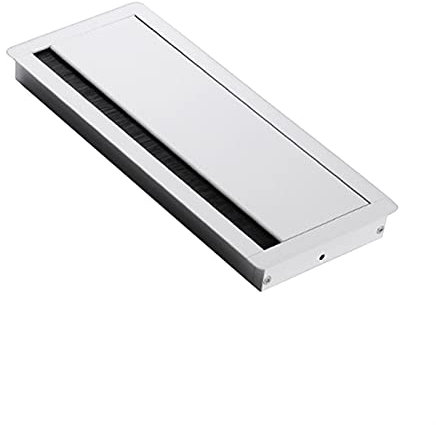 NIRNHYRUR Cache-Trou de Bureau Passe-câbles rectangulaire en Alliage d'aluminium for Table d'ordinateur, avec Brosse, for Rangement de câbles, Couvercle de Sortie, boîtier de Surface (Blanc)(White)