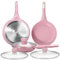 DYGG Pfannenset 6-teilig Antihaft Granit 20+26+28 cm Pink, CO2-reduziert & 100% PFAS/PFOA-frei, Induktionstauglich für alle Herdplatten, spülmaschinenfest mit Glasdeckel