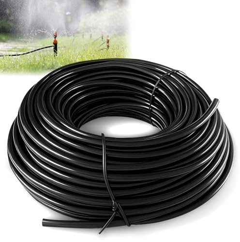 Bewässerungsschlauch,Micro Drip Schlauch,Innendurchmesser 4mm/Außendurchmesser 6 mm Schwarzes Versorgungsrohr，unter- und oberirdisch verlegbar (30M)