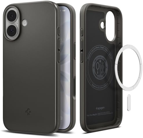 Spigen iPhone 17 Hülle [Militärgeprüfter Schutz] Thin Fit MagFit Case Handyhülle Slim Kompatibel mit MagSafe –Gunmetal
