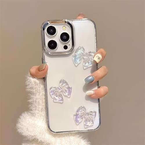 PONRFEKT Custodia fiocco graziosi per Honor X8 / X5 2023,custodia trasparente con motivi 3D con fiocco morbido TPU anti-goccia antiurto cover per ragazze donne-trasparente