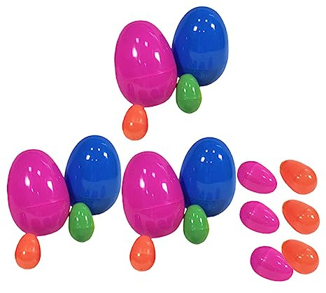 KICHOUSE 18 Stück Bunte Pack Ostereier aus Kunststoff für Dekoration und Bastelarbeiten für Ostereiersuche und Kinderparty und Realistische Nachbildung