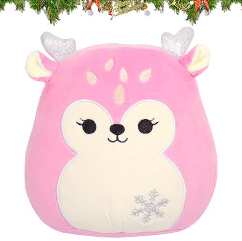 Plüschtier, 25CM Hirsch Plüschtiere mit Geweih Rentier Plushie Puppe Plüschpuppe, Rosa PlüschtierWeihnachten Kindergeschenk Niedliche Hirsche Geburtstagsgeschenk Plüsch Mädchen Junge Plüschtiere