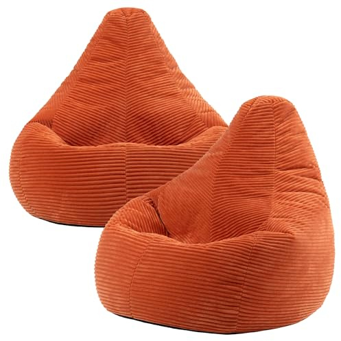 icon Dalton Cord Bean Bag with Filling Included, Set of 2, Orange