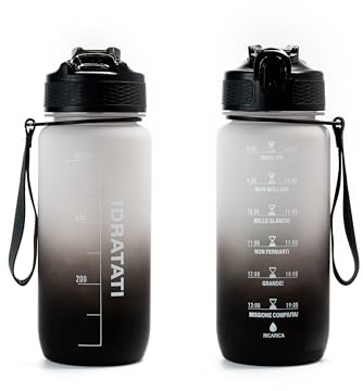 GIXZON Borraccia Motivazionale 600ML in Tritan Senza BPA con Frasi e Orari in Italiano, Cannuccia e Tappo di Sicurezza, Perfetta per Sport, Palestra, Yoga e Scuola
