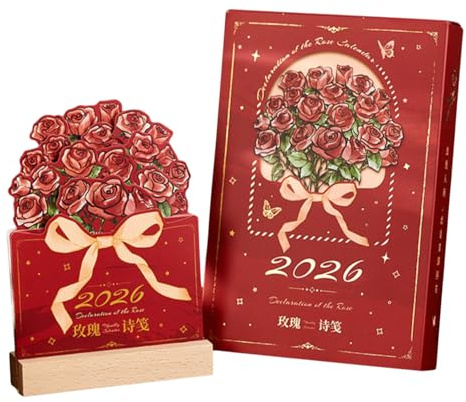 Schreibtischkalender 2026 Rose Tages-, Wochen- und Monatsplaner