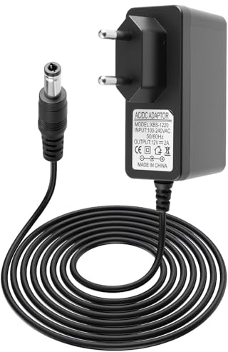12V 2A 24W Adaptateur Secteur Universel, Transformateur AC DC 100-240V vers Alimentation 12V 2A, Bloc d’Alimentation Prise 5,5x2,5mm/2,1mm Câble 1,5m pour LED, Routeur, CCTV, Haut-parleurs