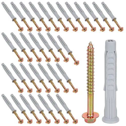 YKUKIZEE 80 PCS M6x50 Heavy Duty Masonry Brick Wall Fixing Screws Bolt Plug | for Cabinet Installation TV Mount, Wall Plugs And Screws, Plasterboard Coach Bolts with Wall Plugs