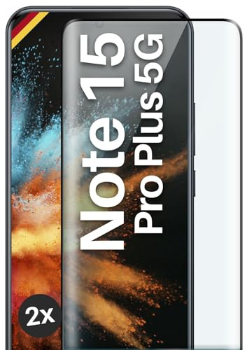 moex CurveProtect für Redmi Note 15 Pro+ 5G Panzer Schutzglas, Full Screen Schutzfolie randlos, ganzer Bildschirm komplett abgedeckt, Panzerfolie Curved 3D Glas Folie, Schwarz 2 Stück