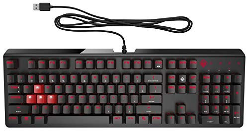 HP OMEN 1MY13AA#ABF Keyboard 1100 Clavier Gamer Filaire - USB, AZERTY, Anti-Ghosting, Commutateurs Mécaniques, Noir