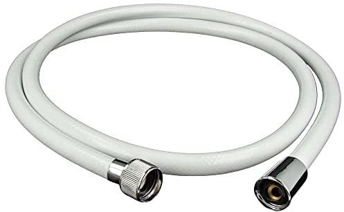 tecuro 150 cm Brauseschlauch EASY 1/2 Zoll Drehkonusmutter x 1/2 Zoll Rändelmutter, weiß/chrom, Trinkwasser-Konform, KTW BWGL, DIN EN 1113