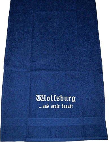 ShirtShop-Saar Wolfsburg .und stolz Drauf!; Handtuch dunkelblau