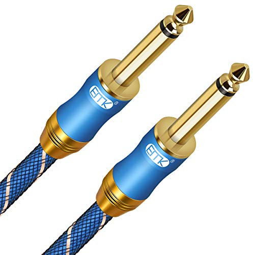 EMK Aux Lead, 3.5mm Nylon Braided Auxiliary Cable for Car, Headphone, MP3 Player, Smartphone, Echo Dot, Tablet, Home Stereos, Laptop & More (6.35mm TS Guitar Cable, 3M)