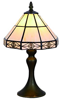 Tokira Tiffany Tischlampen 8 Zoll, E14 Vintage Weißer Einfacher Stil Glasmalerei Lampen für Wohnzimmer Schlafzimmer Nacht Modern(Ohne Glühbirnen)