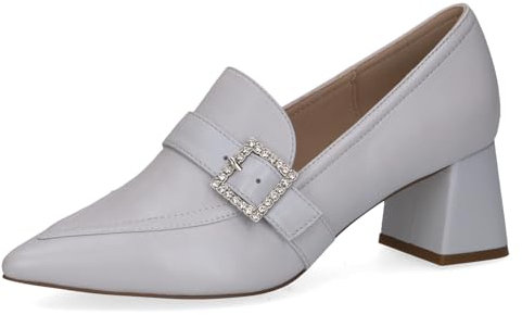 CAPRICE Damen Pumps aus Leder mit Glitzerschnalle, Grau (Lt.Blue Perl), 37.5 EU