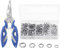 Keadic 200Pcs [5 - Sizes] Heavy Duty Stainless Steel Split Fishing Rings - Double Snap Loop Lure Connectors with Fishing Pliers Accessory 30lb to 120lb Test