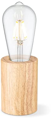 Home Sweet Home Landhaus Tischlampe Eliaz Rund | 7/7/10cm | Nachttischlampe | Holz | geeignet für E27 LED Glühbirne | mit Kabelschalter | geeignet für Wohnzimmer, Schlafzimmer