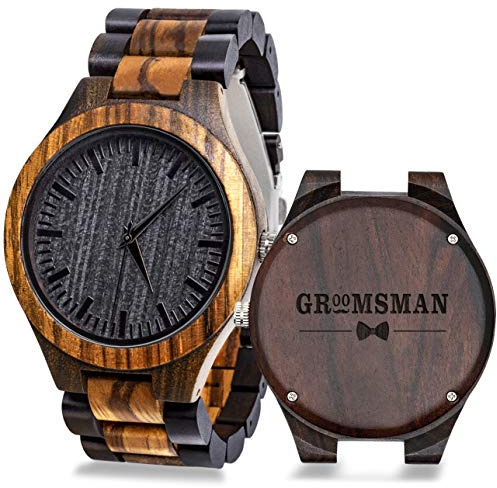 kullder Personalized Groomsmen Gifts for Wedding Engraved Watch for Best Man to Men Custom Wooden Watches for Men Personalized Groomsmen Gifts Ideas