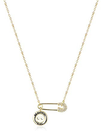 Neuheit Halsketten Anhänger Silber Paperclip-Sicherheitsnadel-Anhänger-Halskette for Frauen-Mädchen-Knopf-Anhänger-Halskette justierbare Kette personalisierte Schmuck Mode Geschenke Damen-Collier