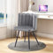 TUKAILAi Unique Grey Velvet Dining Chair Single Upholstered Vanity Chair with Black Metal Legs for Dining Room Accent Chairs for Bedroom Modern Leisure Armchair Tub Chair for Living Room