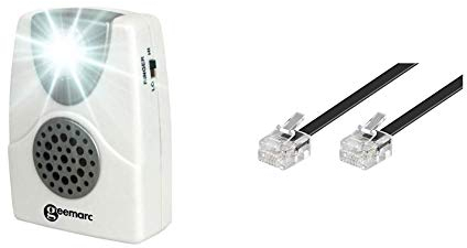 Geemarc CL11Geemarc CL11 Akustische Telefon-Anrufanzeige mit Blitzlicht & Goobay 50318 Modularanschlusskabel, Telefonkabel, RJ11 Stecker (6P4C) auf RJ11 Stecker (6P4C), schwarz, 6m