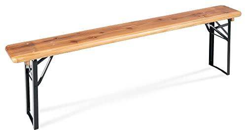 Stagecaptain BBB-180 Hirschgarten Banco De Cervecería Juego De 2-2 Bancos robustos y Largos (177 cm) - Bisagras metálicas - Superficie lacada - Plegable - Asiento de Madera Natural.