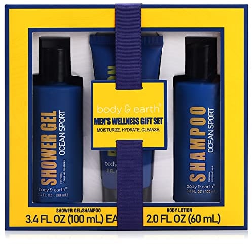 Gifts sets for Men, 3Pcs Spa Gifts for Him Ocean Scented with Shampoo, Body Lotion, Mens Gift Set, Mens toiletry gift set, Fathers Day Gifts, Birthday Gifts for Men, Mens Shower Gel Gift Set