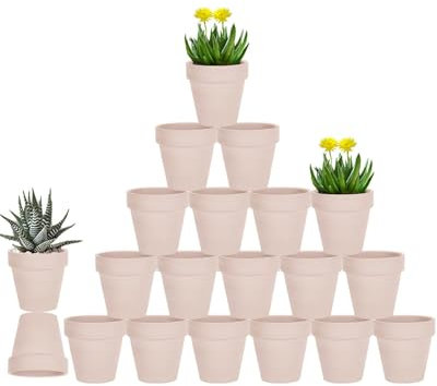 vensovo 7.6CM Pink Terracotta Pots with Drainage - 20 Pack Clay Flower Pots, Succulent Nursery Pots Great for Plants, Crafts, Wedding Favor